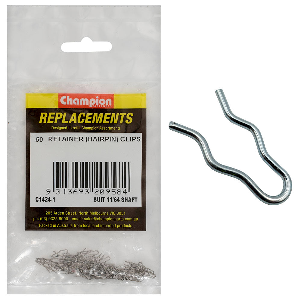 Champion Fasteners Retainer Clip 11/64In Shaft C1424-1