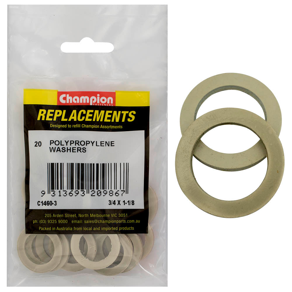 Champion Fasteners Washer Flat Polypropelene 3/4In X 1 1/8In X 3/32In C1460-3