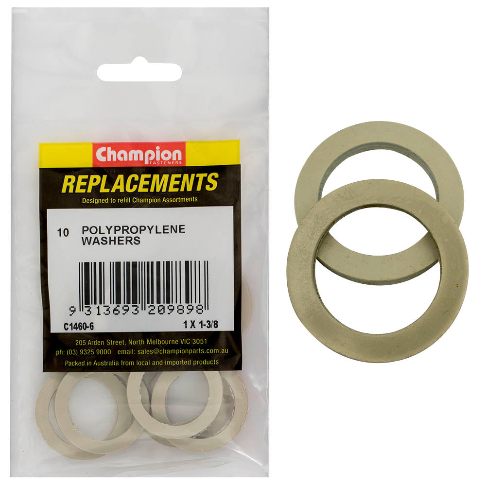 Champion Fasteners Washer Flat Polypropelene 1In X 1 3/8In X 3/32In C1460-6