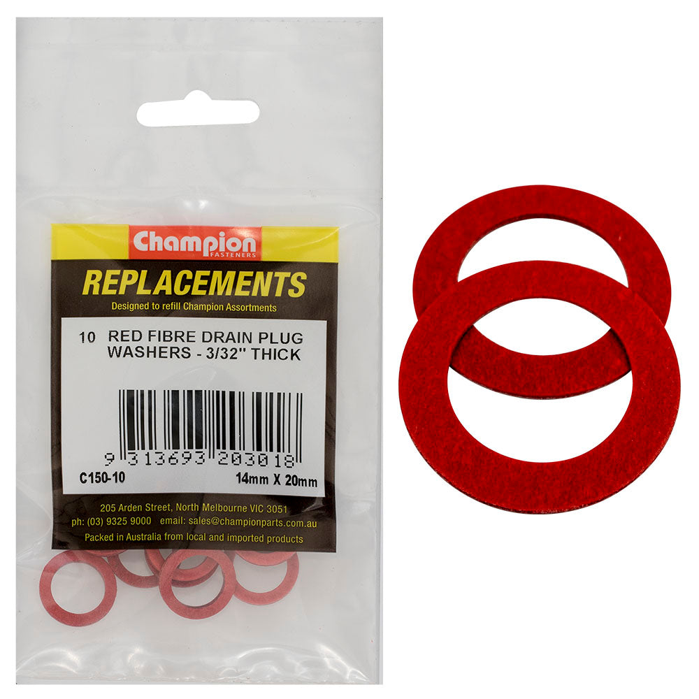 Champion Fasteners Washer Flat Fibre 14 X 20mm X 2.4mm Red C150-10