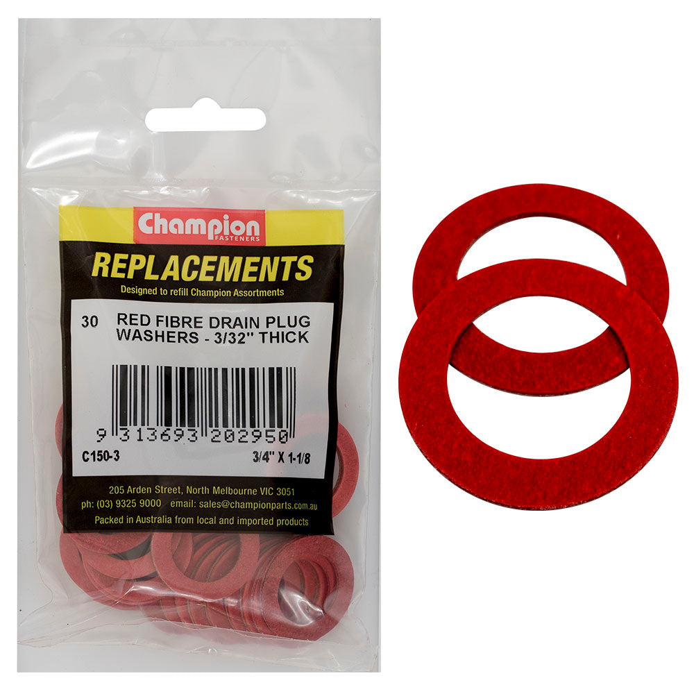 Champion Washer Flat Fibre 3/4in x 1 1/8in x 3/32in Red C150-3