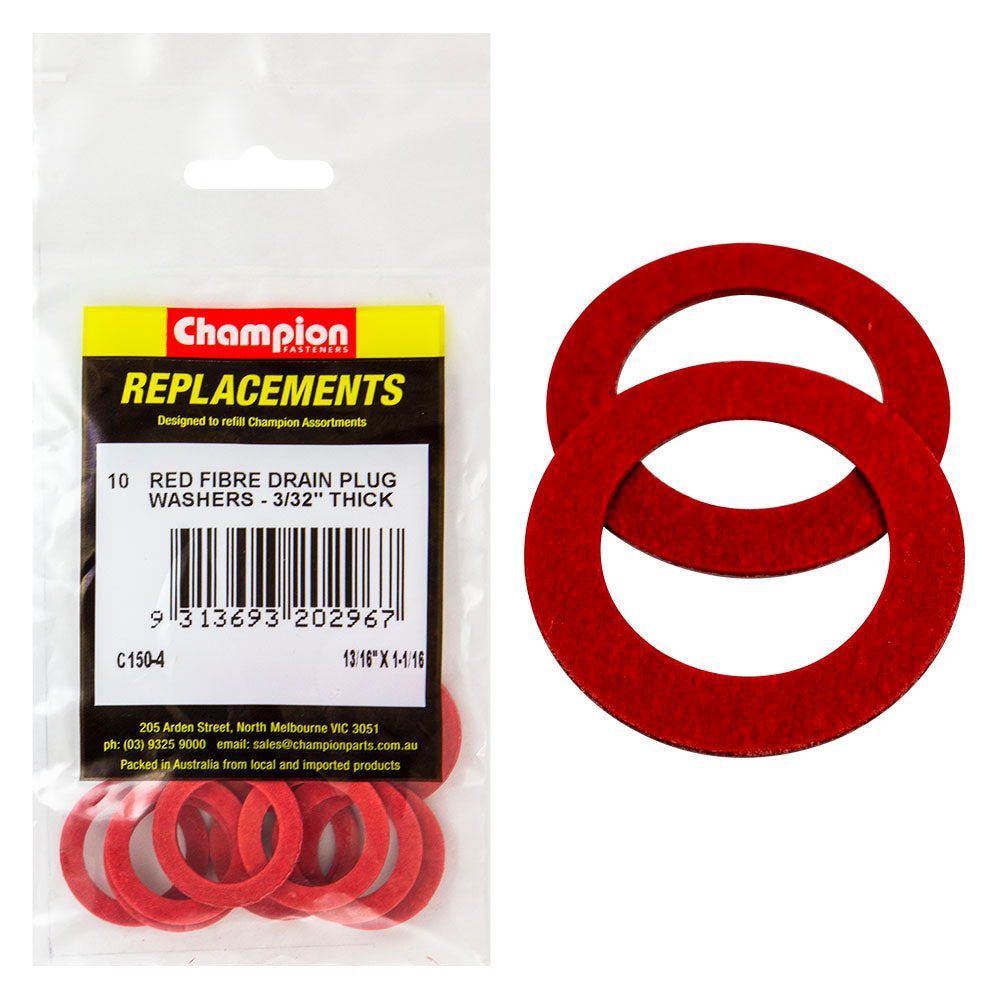 Champion Fasteners Washer Flat Fibre 13/16In X 1 3/16In X 3/32In Red C150-4