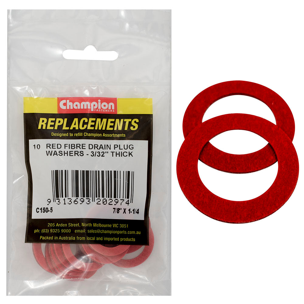 Champion Fasteners Washer Flat Fibre 7/8In X 1 1/4In X 3/32In Red C150-5