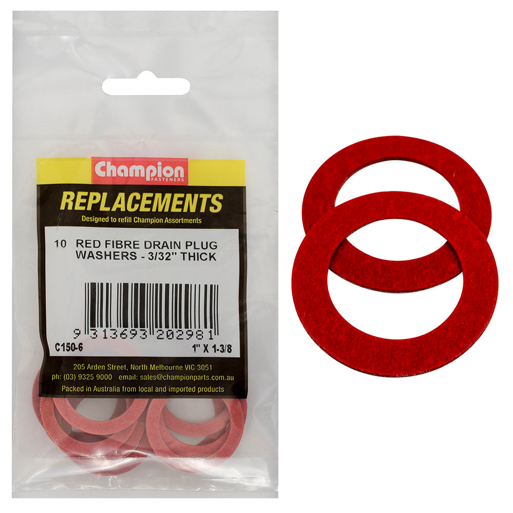 Champion Fasteners Washer Flat Fibre 1In X 1 3/8In X 3/32In Red C150-6