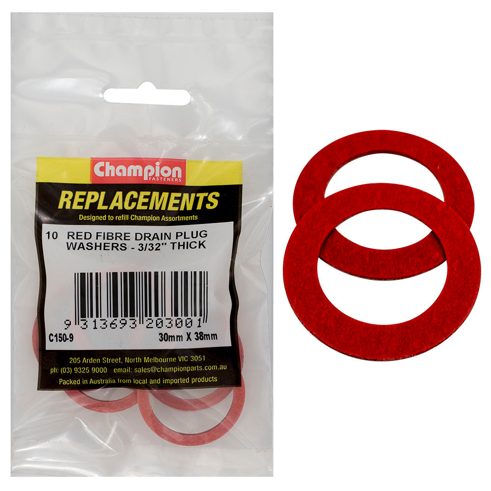 Champion Fasteners Washer Flat Fibre 30 X 38mm X 3/32In Red C150-9