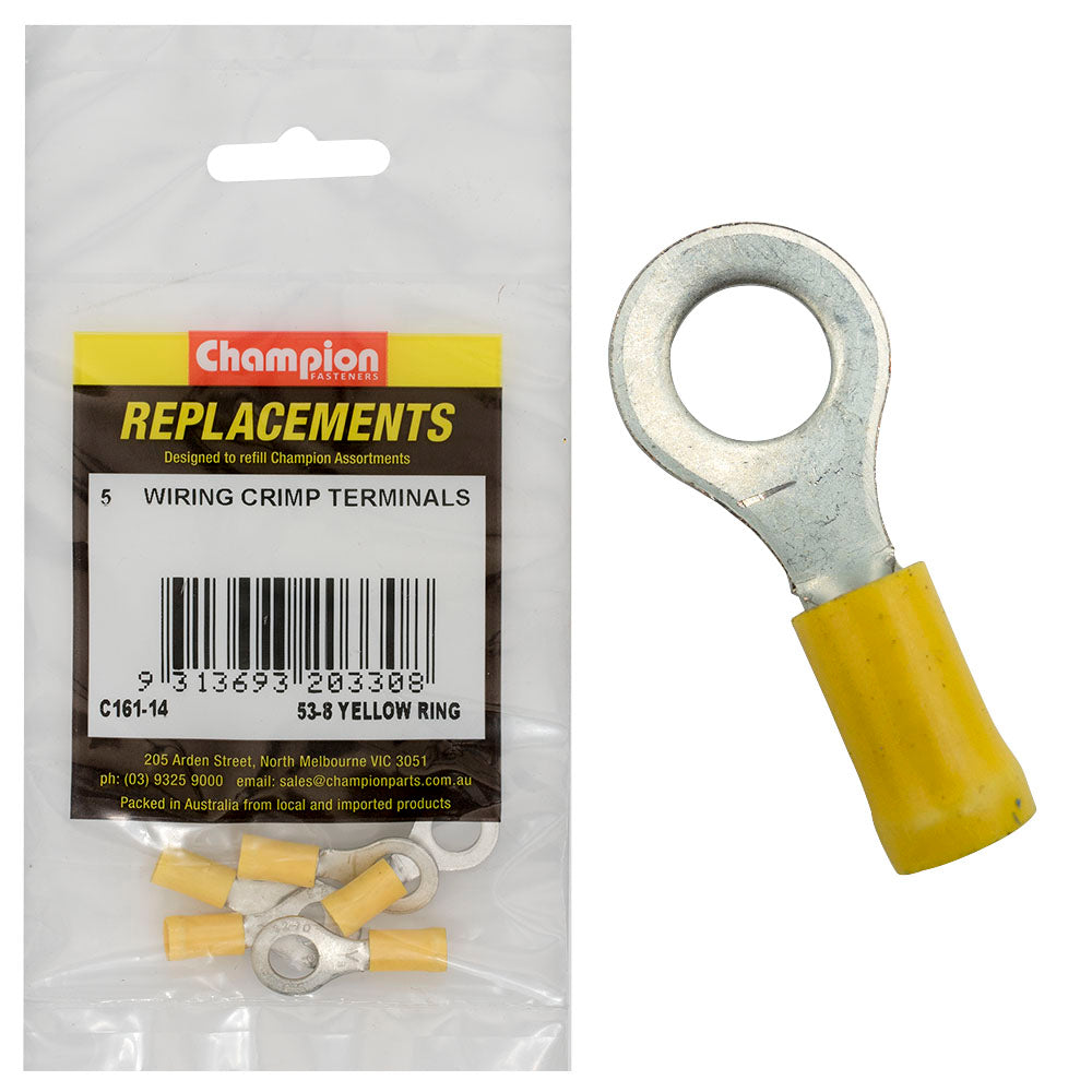 Champion Fasteners Crimp Terminal Ring Yellow 8mm C161-14