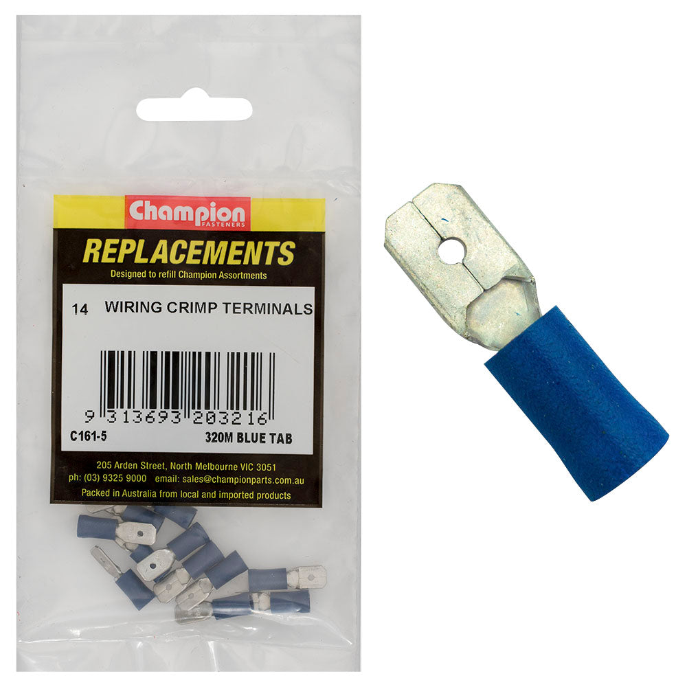 Champion Fasteners Crimp Terminal Blade Male Blue 6.3mm C161-5