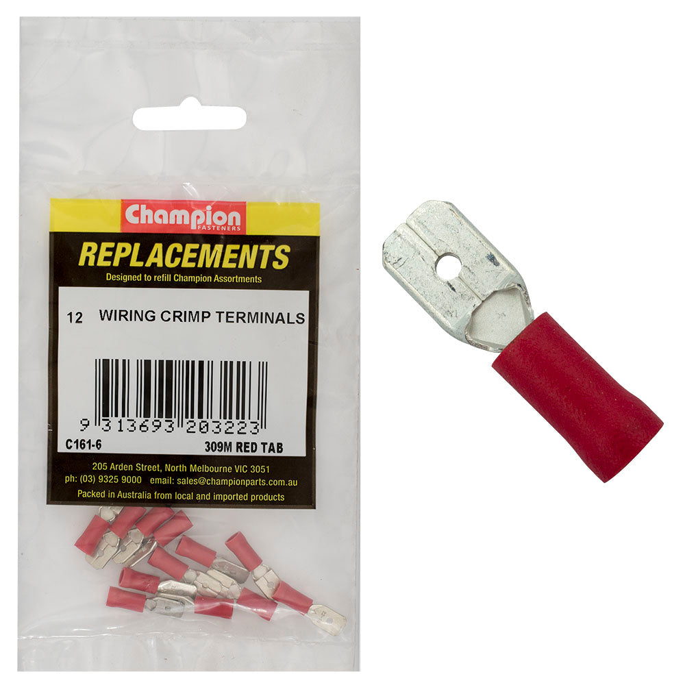 Champion Fasteners Crimp Terminal Blade Male Red 6.3mm C161-6