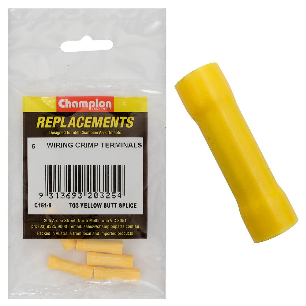 Champion Fasteners Crimp Terminal Butt Splice Yellow C161-9