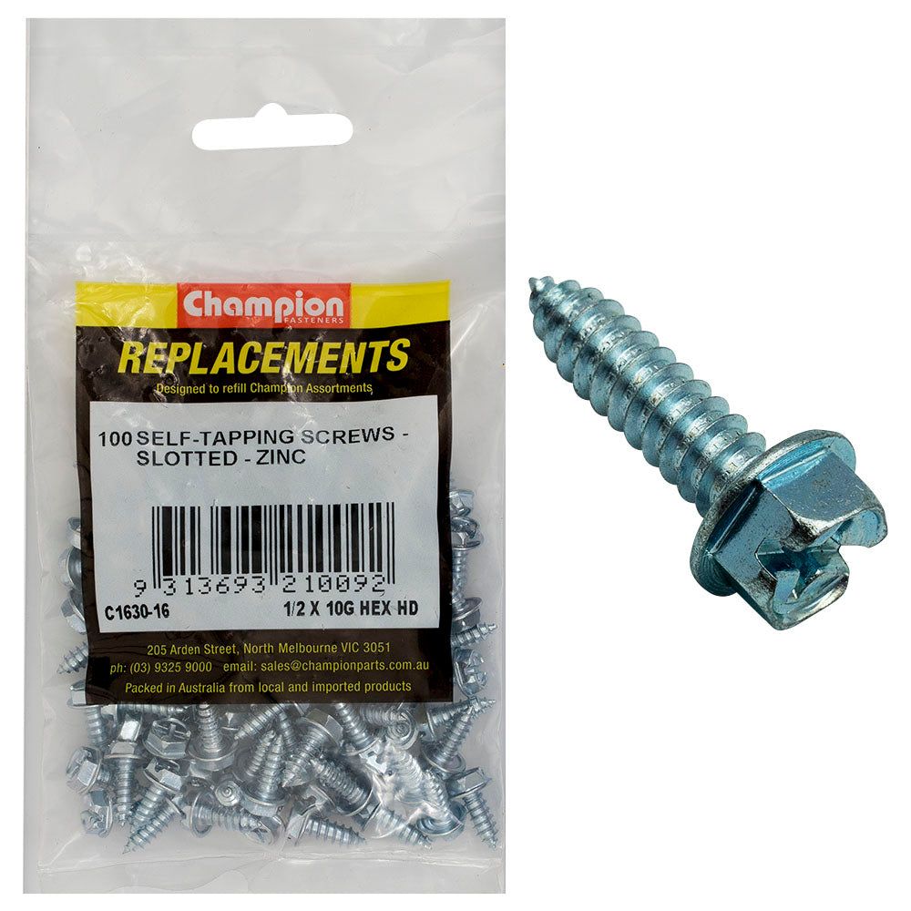 Champion Fasteners Self TaPPEr Screw Hex Combo 4.8 X 13mm Zinc Plated C1630-16
