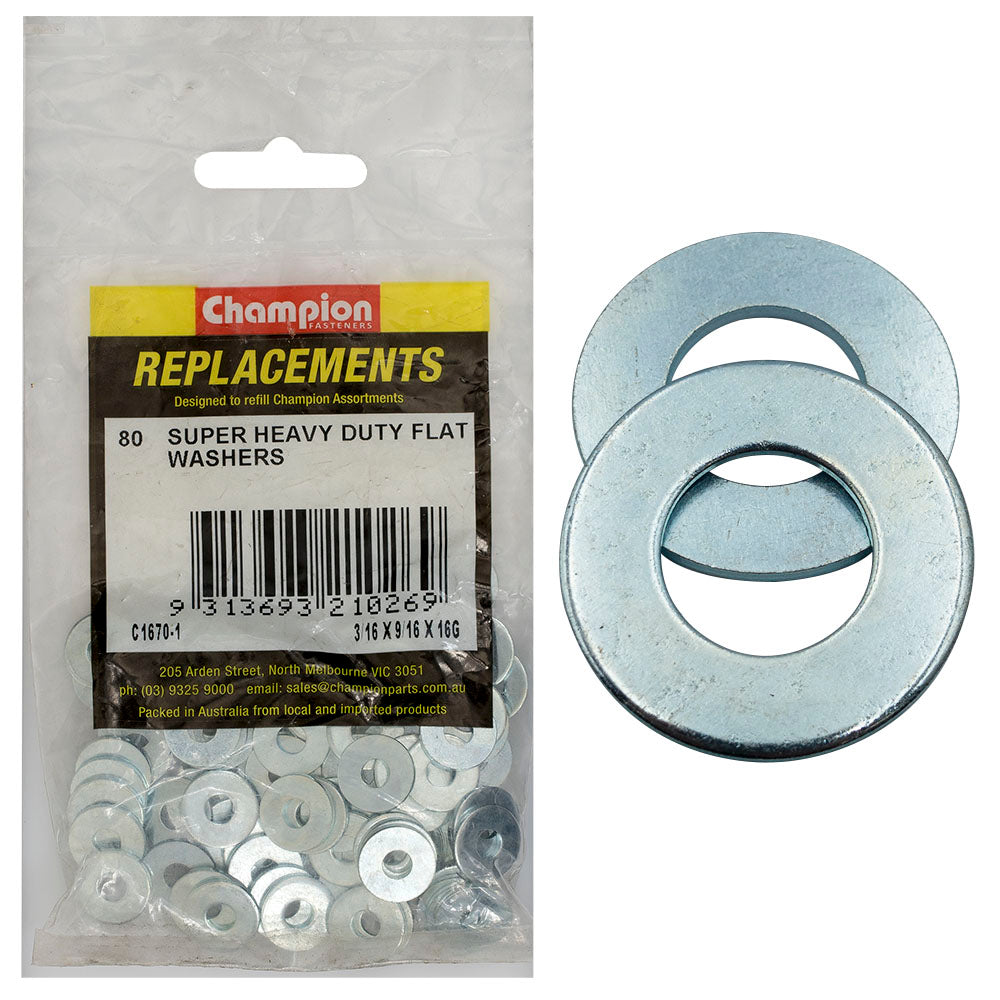 Champion Fasteners Washer Flat Super Heavy Duty 3/16In X 9/16In X 16G Zinc Plated C1670-1