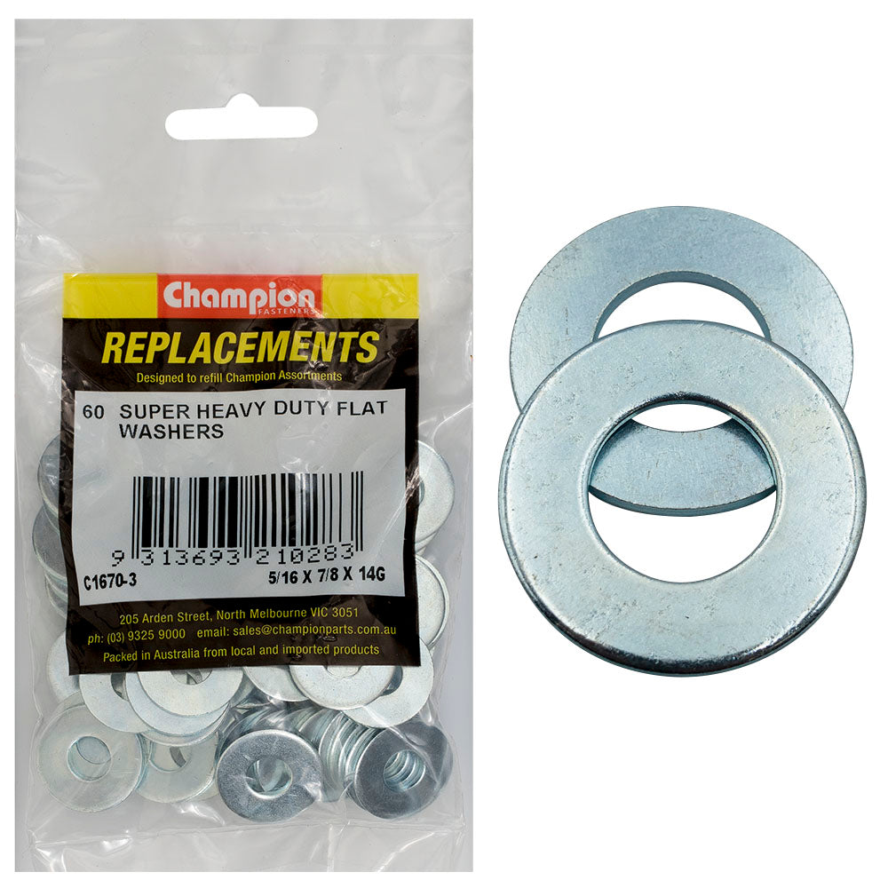 Champion Fasteners Washer Flat Super Heavy Duty 5/16In X 7/8In X 14G Zinc Plated C1670-3