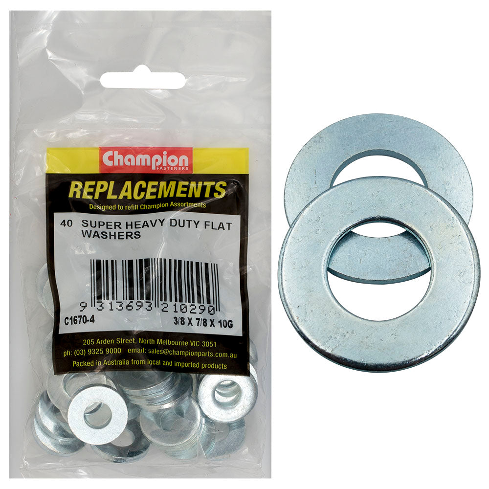 Champion Fasteners Washer Flat Super Heavy Duty 3/8In X 7/8In X 3.2mm Zinc Plated C1670-4