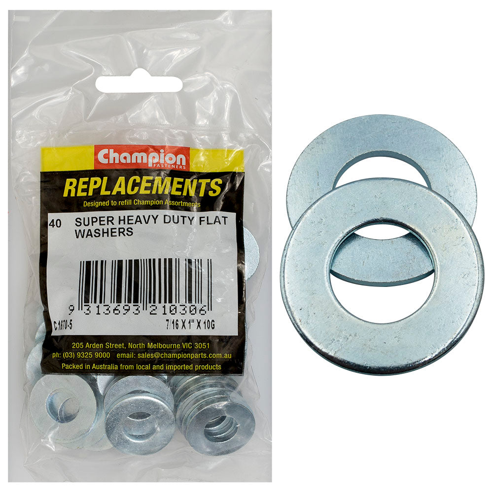 Champion Fasteners Washer Flat Super Heavy Duty 7/16In X 1In X 3.2mm Zinc Plated C1670-5