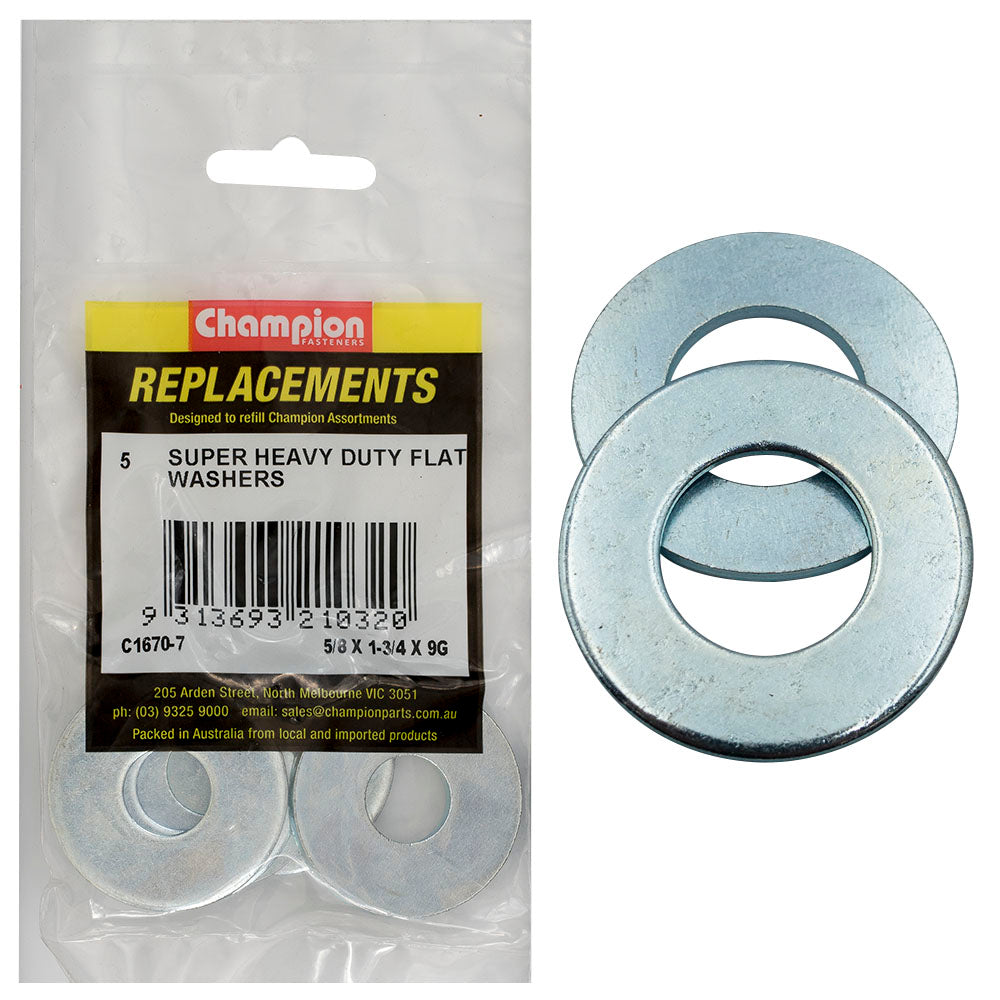 Champion Fasteners Washer Flat Super Heavy Duty 5/8In X 1 3/4In X 3.45mm Zinc Plated C1670-7
