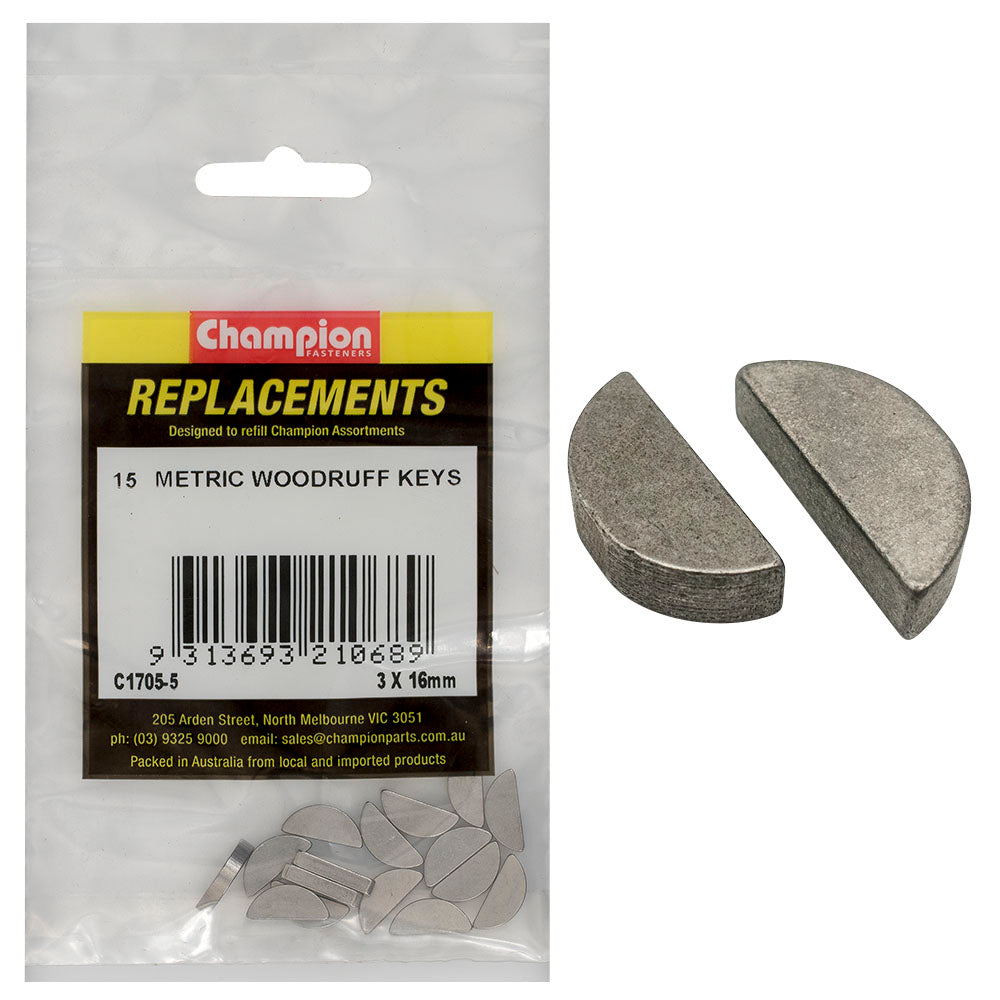 Champion Fasteners Woodruff Keys 3X16mm C1705-5