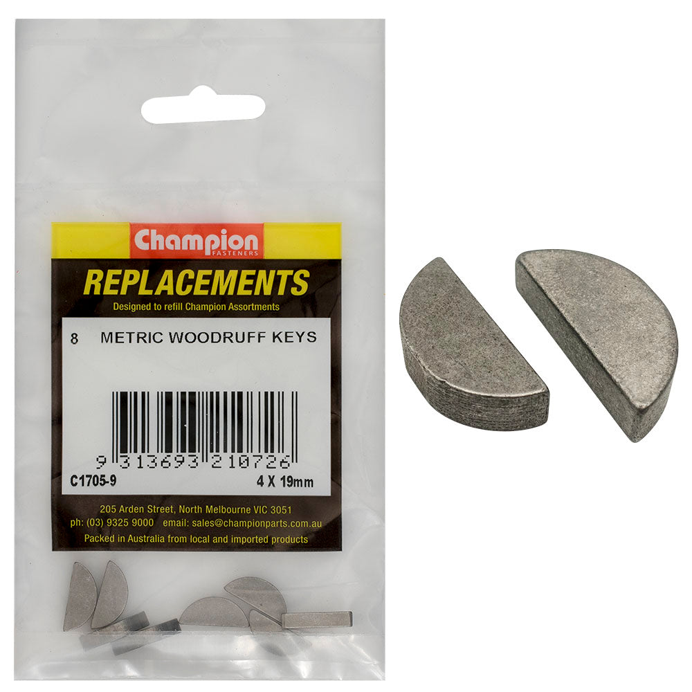 Champion Fasteners Woodruff Keys 4X19mm C1705-9