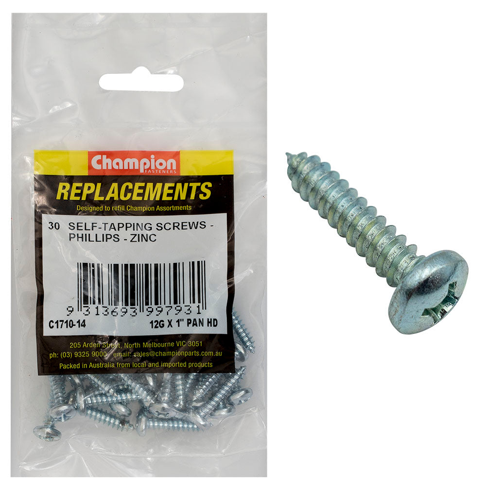 Champion Fasteners Self TaPPEr Screw Pan Phillips 5.5 X 25mm Zinc Plated C1710-14