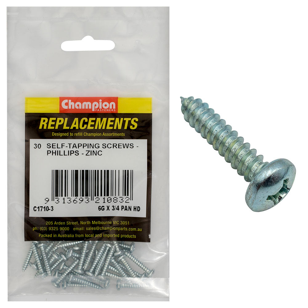 Champion Fasteners Self TaPPEr Screw Pan Phillips 3.5 X 19mm Zinc Plated C1710-3