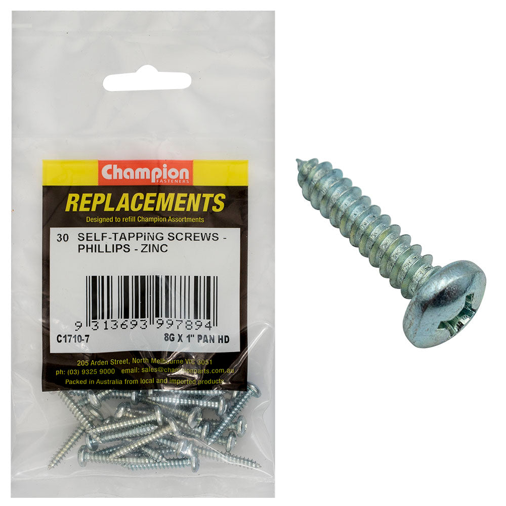 Champion Fasteners Self TaPPEr Screw Pan Phillips 4.2 X 25mm Zinc Plated C1710-7