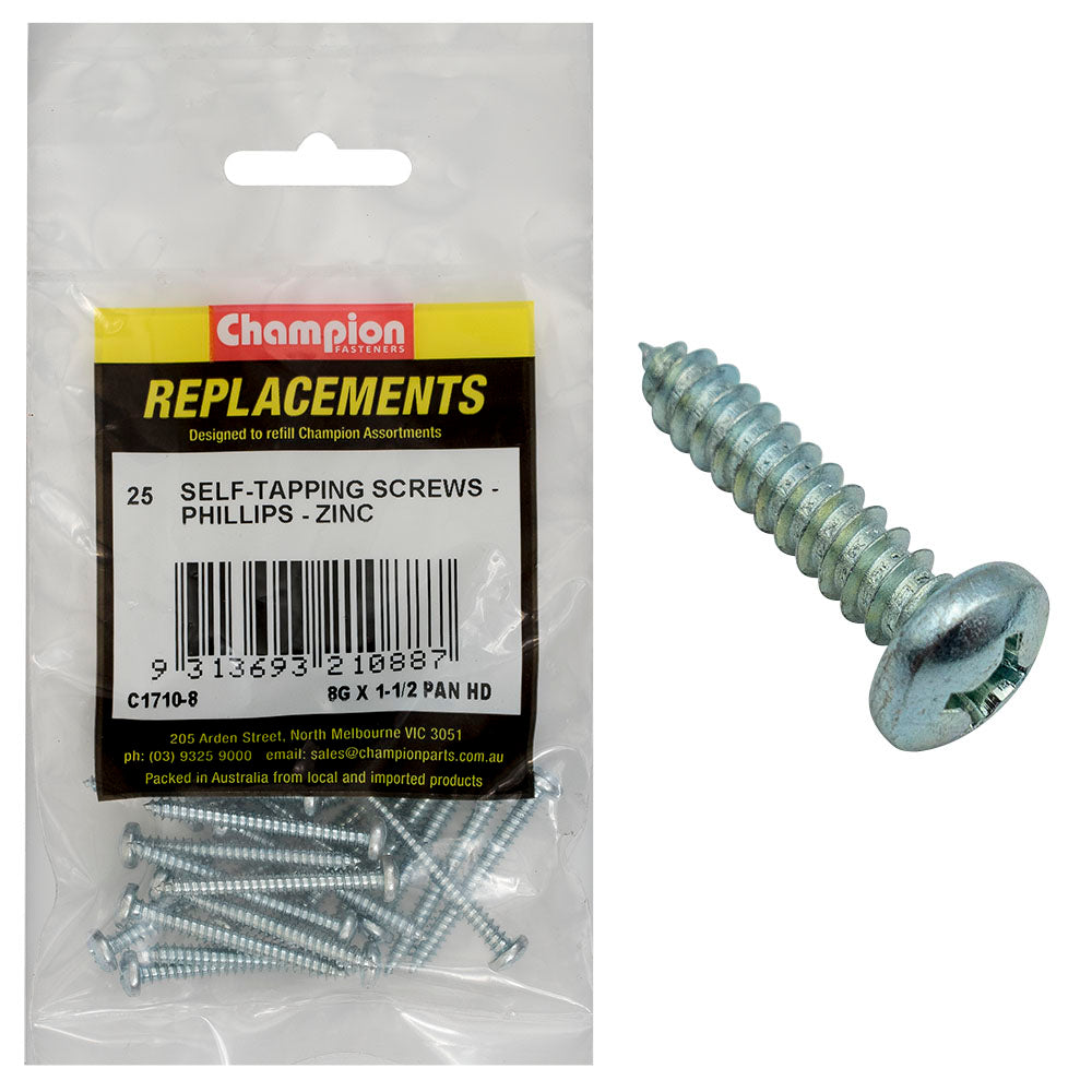 Champion Fasteners Self TaPPEr Screw Pan Phillips 4.2 X 38mm Zinc Plated C1710-8