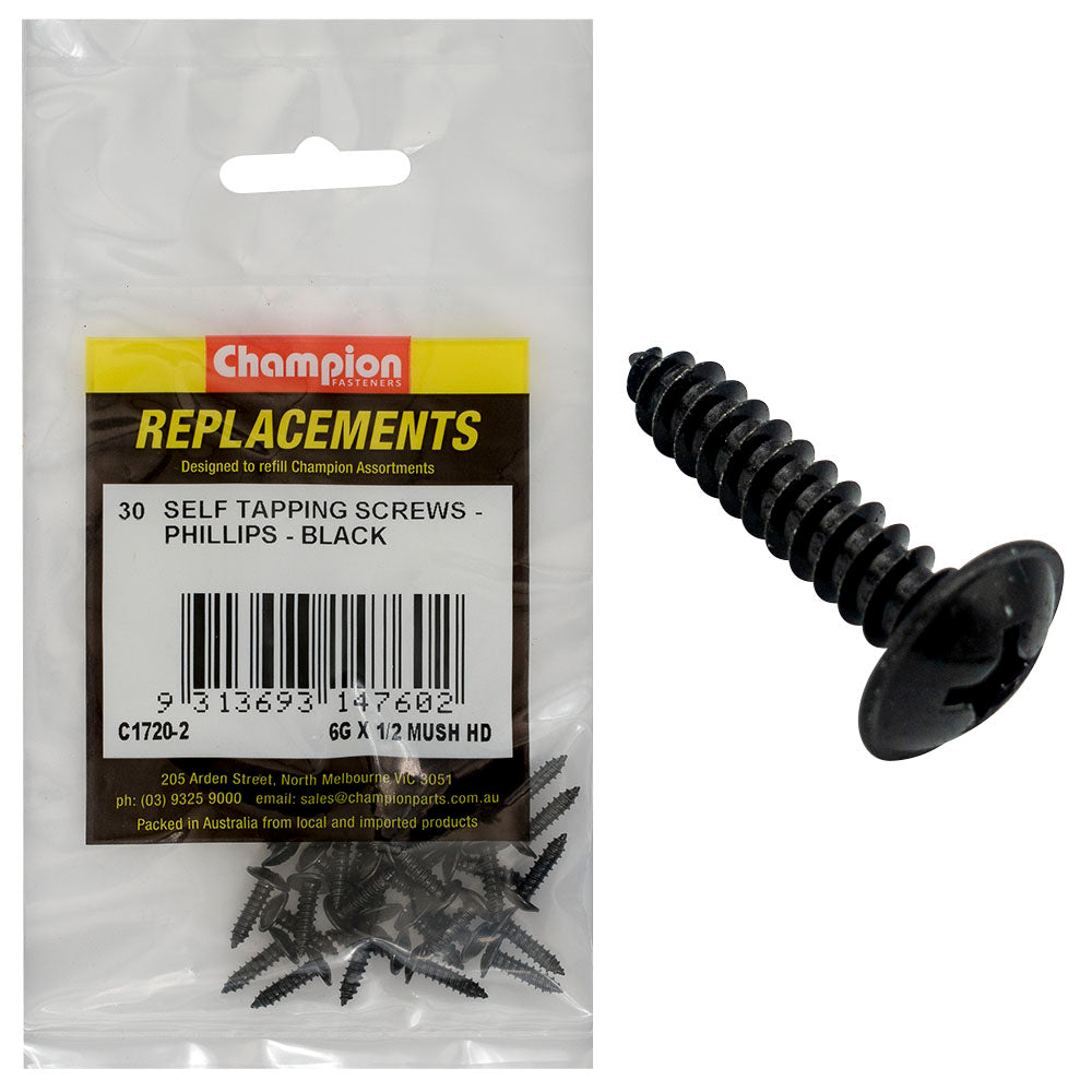 Champion Fasteners Self TaPPEr Screw Mush Phillips 3.5 X 13mm Black C1720-2