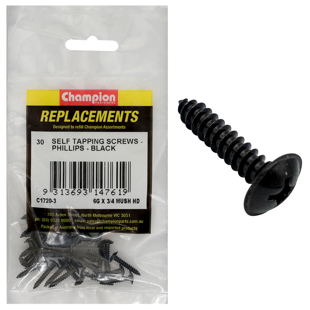 Champion Fasteners Self TaPPEr Screw Mush Phillips 3.5 X 19mm Black C1720-3