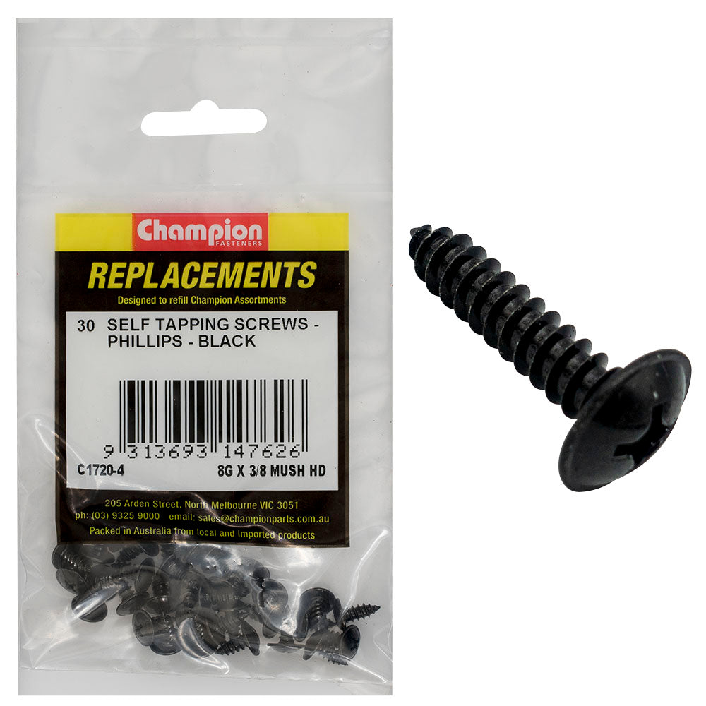 Champion Fasteners Self TaPPEr Screw Mush Phillips 4.2 X 9.5mm Black C1720-4