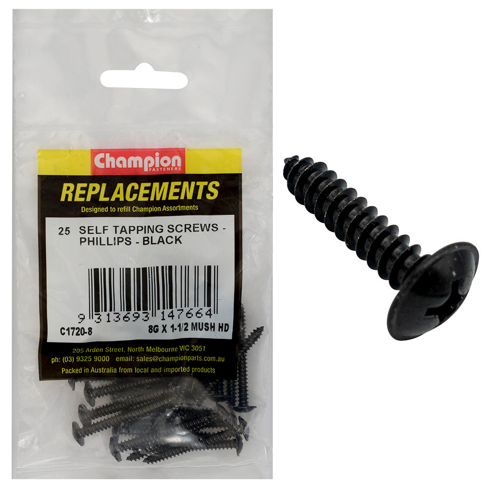 Champion Fasteners Self Tapper Screw Mush Phillips 4.2 X 38mm Black C1720-8