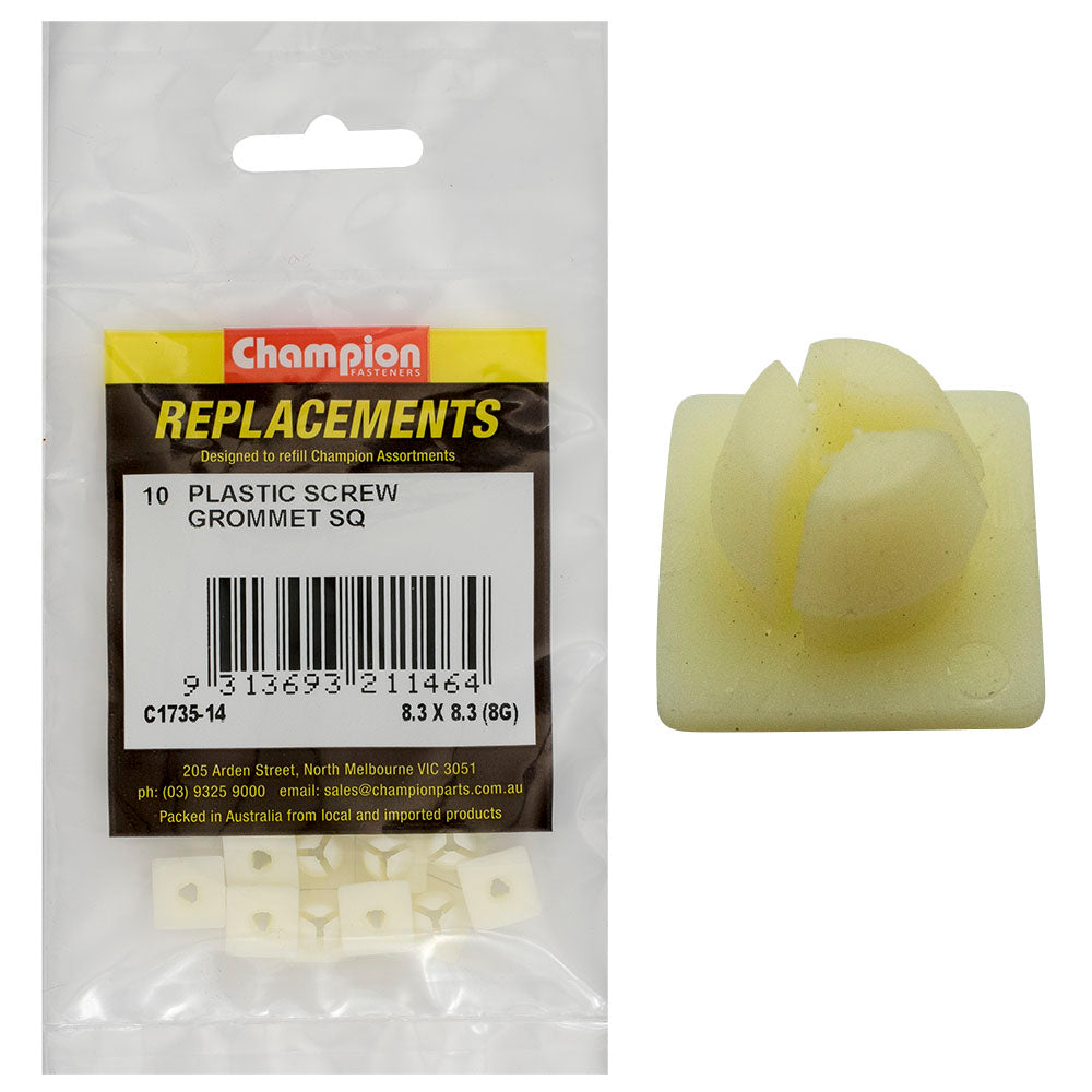 Champion Fasteners Screw Grommet White Screw Size 4.2mm Hole:8.3 X 8.3mm C1735-14