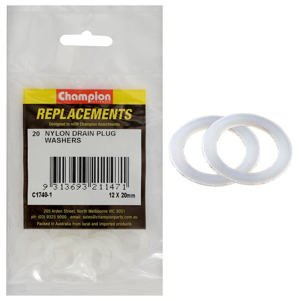 Champion Fasteners Washer Flat Nylon 12mm X 22mm X 1/32In C1740-1