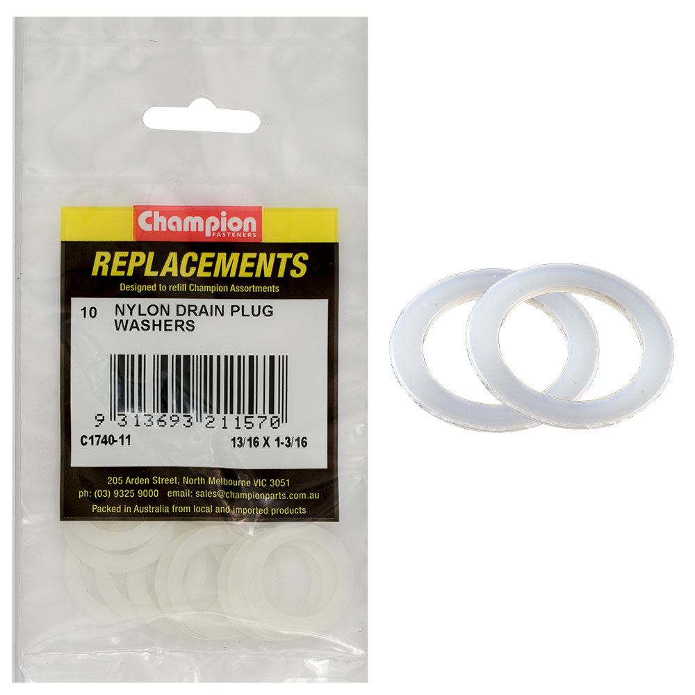 Champion Fasteners Washer Flat Nylon 13/16In X 1 3/16In X 1/32In C1740-11