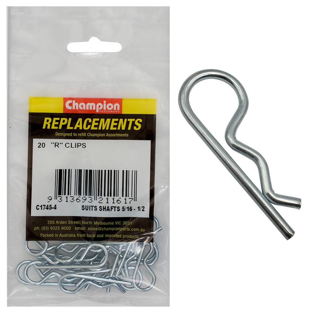 Champion Fasteners R Clip Suit 5/16In 1/2In Shaft C1745-4