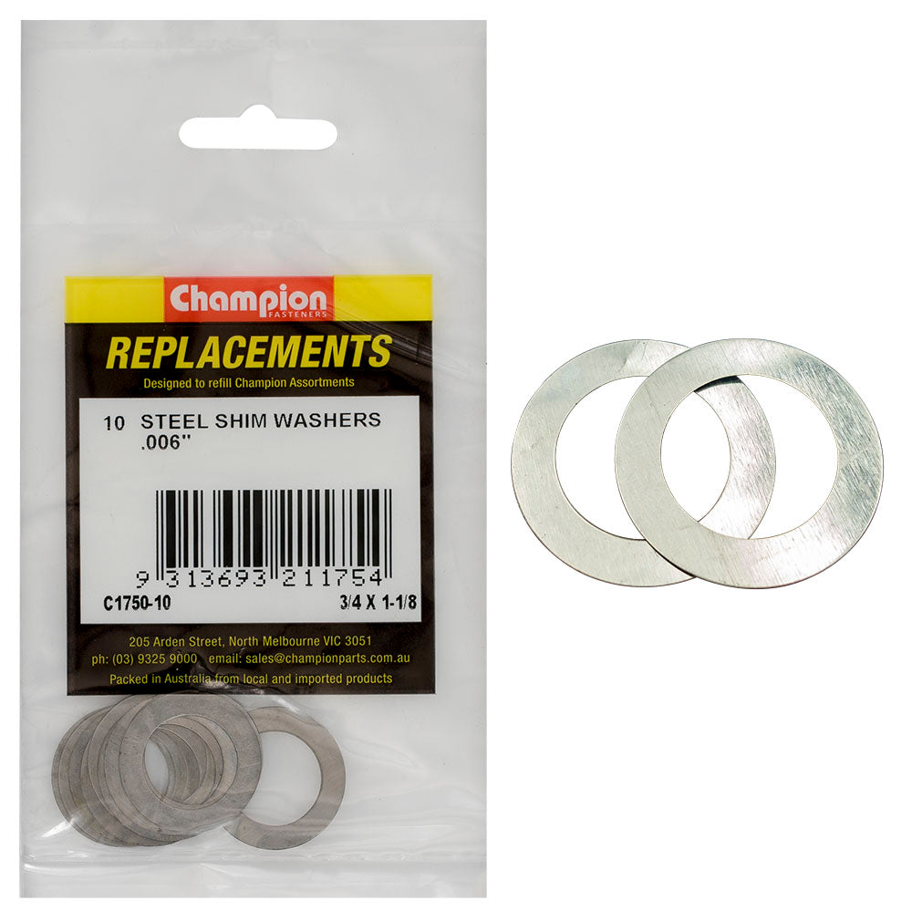 Champion Fasteners Washer Flat Shim 3/4In X 1 1/8In X .006In C1750-10