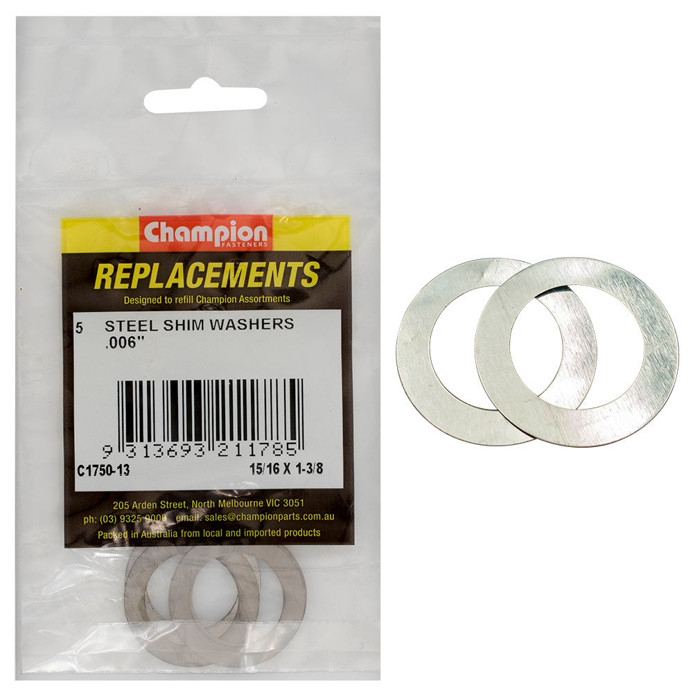Champion Fasteners Washer Flat Shim 15/16In X 1 3/8In X .006In C1750-13