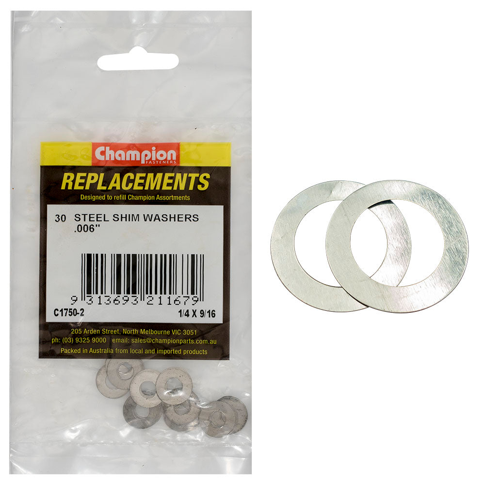 Champion Fasteners Washer Flat Shim 1/4In X 9/16In X .006In C1750-2