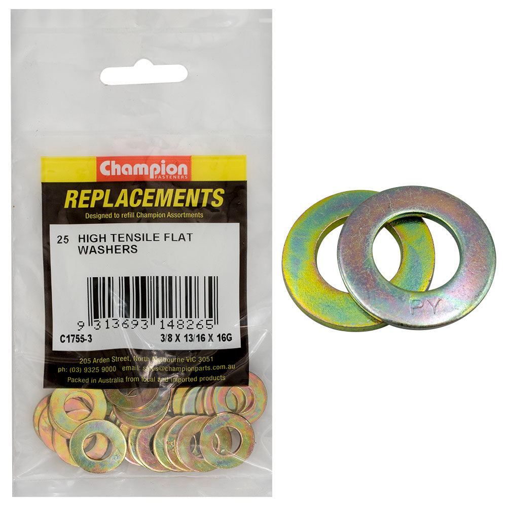 Champion Fasteners Washer Flat High Tensile 3/8In X 13/16In X 16G C1755-3