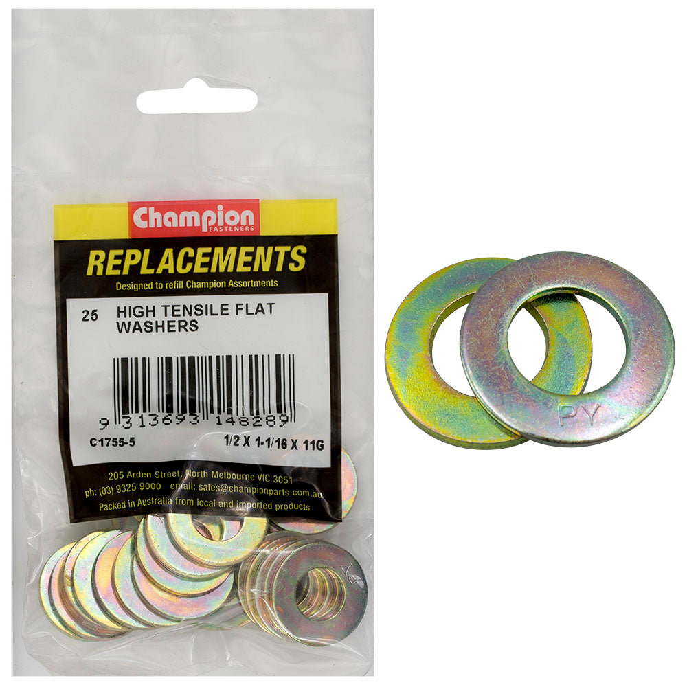 Champion Fasteners Washer Flat High Tensile 1/2In X 1 1/16In X 11G C1755-5