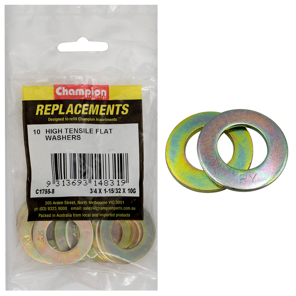 Champion Fasteners Washer Flat High Tensile 3/4In X 1 15/32In X 10G C1755-8