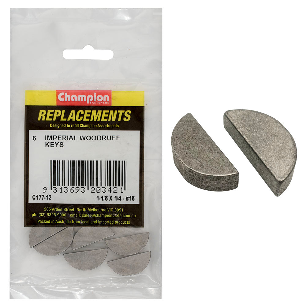 Champion Fasteners Woodruff Key 1/4In X 1 1/8In C177-12