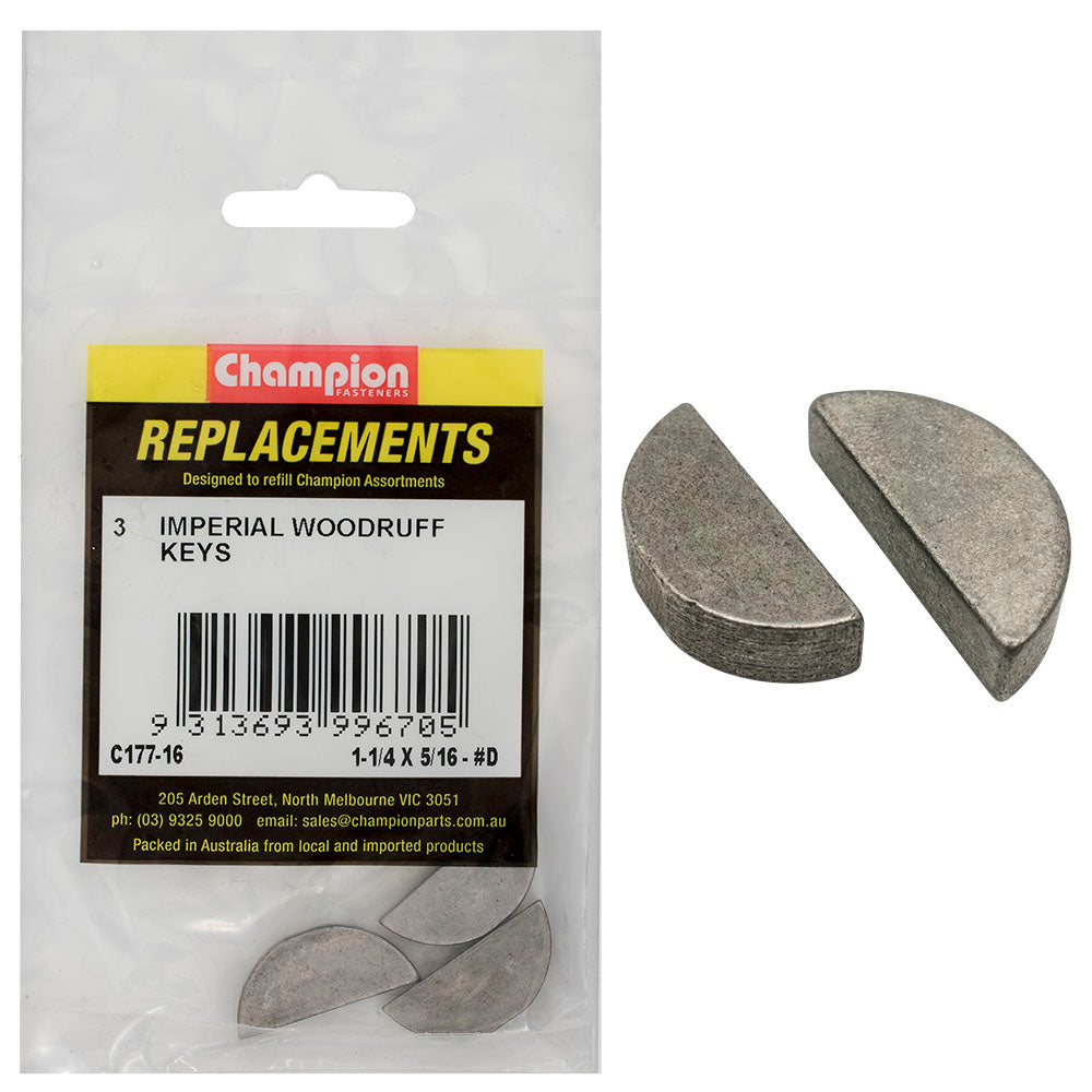 Champion Fasteners Woodruff Key 5/16In X 1 1/4In C177-16