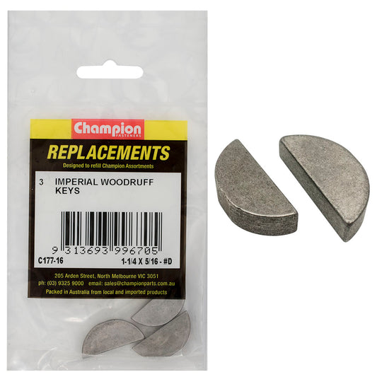 Champion Fasteners Woodruff Key 5/16In X 1 1/4In C177-16
