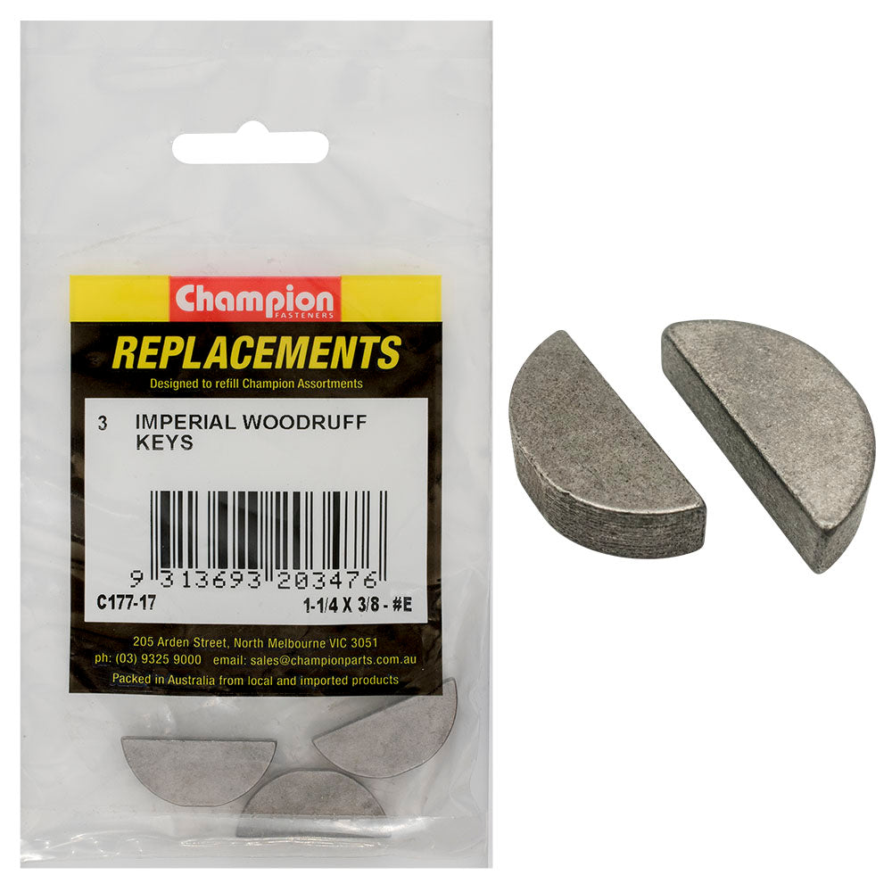 Champion Fasteners Woodruff Key 3/8In X 1 1/4In C177-17