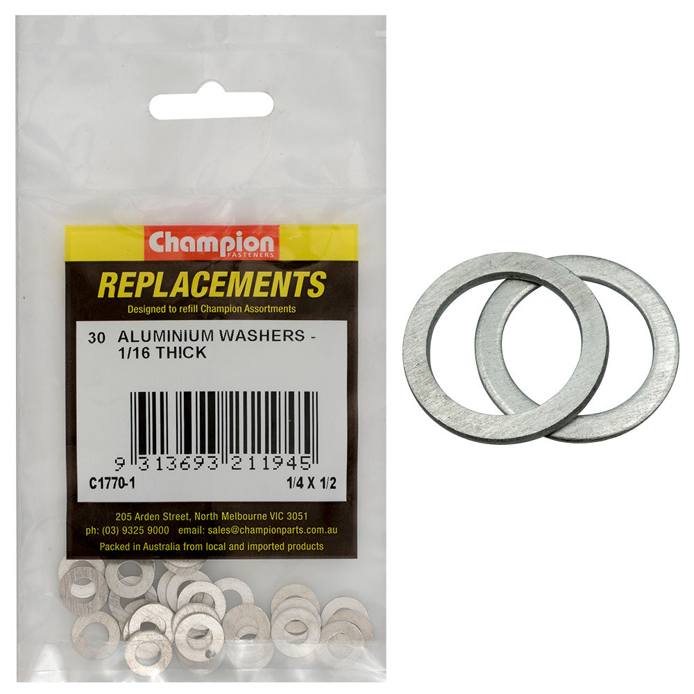 Champion Fasteners Washer Flat Aluminium 1/4In X 1/2In X 1/16In C1770-1
