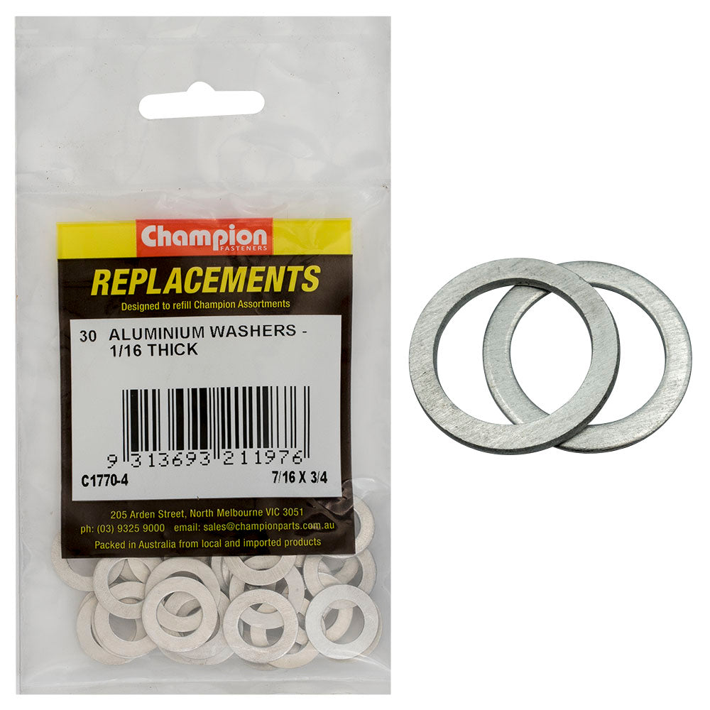 Champion Fasteners Washer Flat Aluminium 7/16In X 3/4In X 1/16In C1770-4