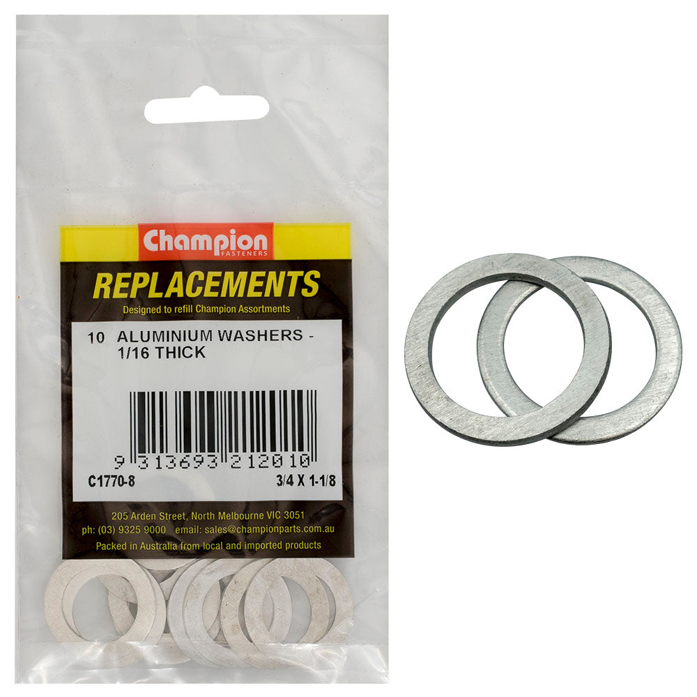 Champion Fasteners Washer Flat Aluminium 3/4In X 1 1/8In X 1/16In C1770-8