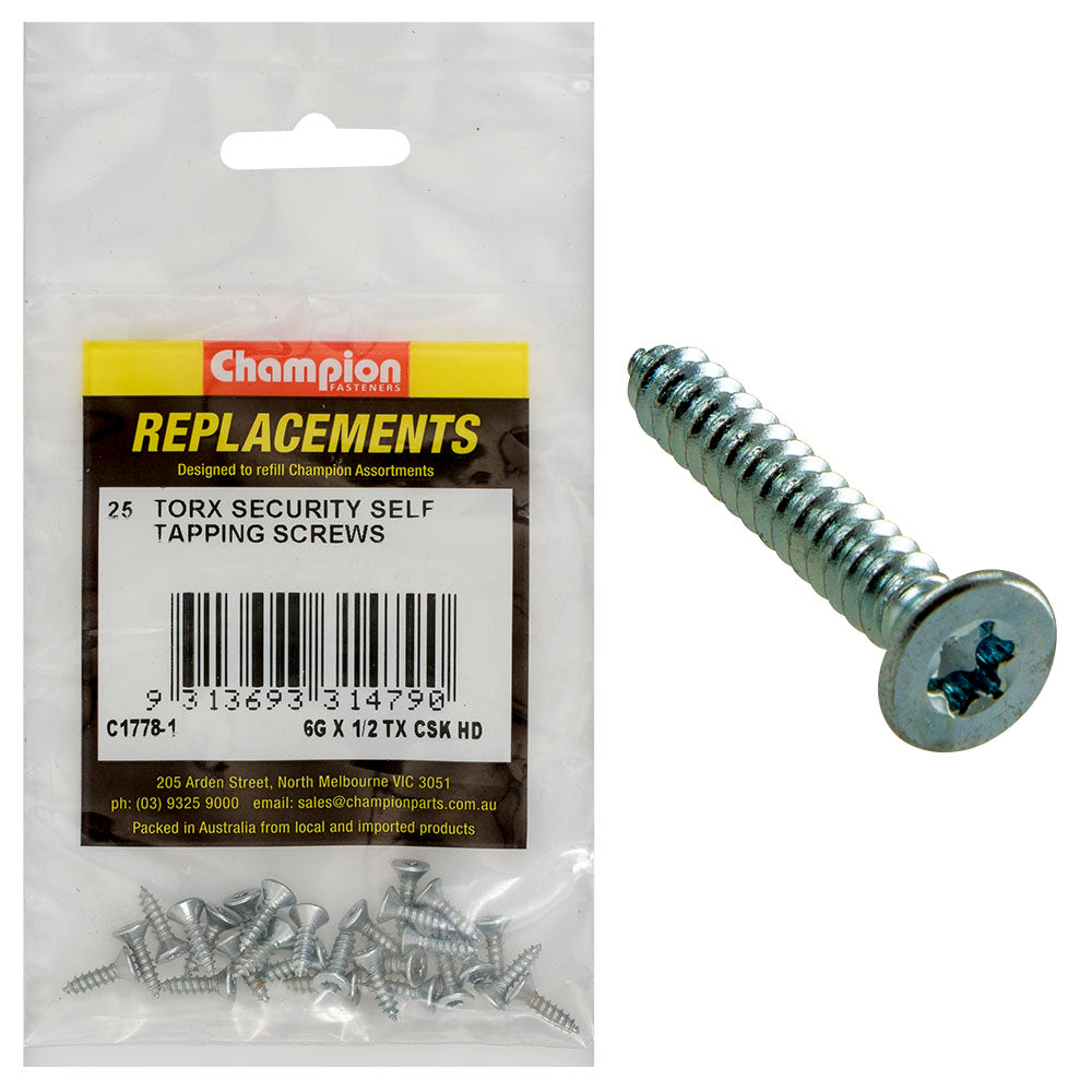 Champion Fasteners Self Tapper Screw Csk Torx (Tx) 3.5 X 13mm Z/P C1778-1