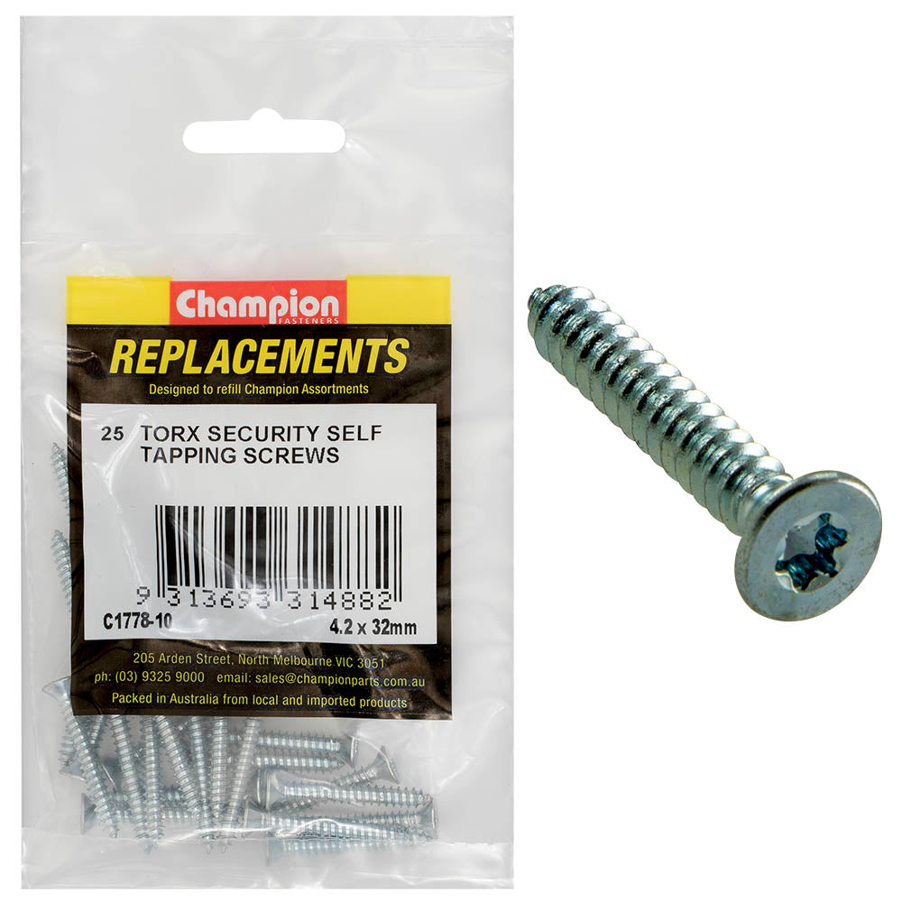 Champion Fasteners Self Tapper Screw Csk Torx (Tx) 4.2 X 32mm Z/P C1778-10