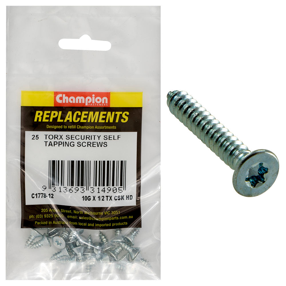 Champion Fasteners Self Tapper Screw Csk Torx (Tx) 4.8 X 13mm Z/P C1778-12