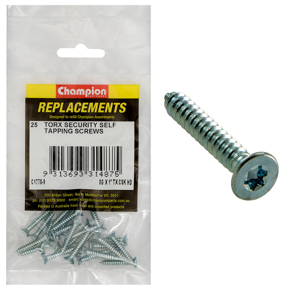 Champion Fasteners Self Tapper Screw Csk Torx (Tx) 4.2 X 25mm Z/P C1778-9